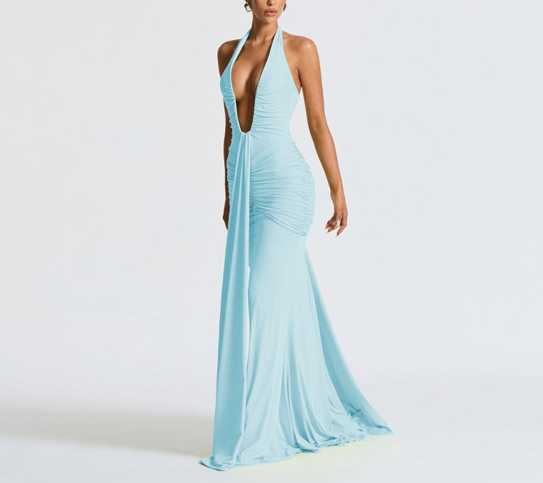SASHA | Maxikleid mit Tiefem Ausschnitt