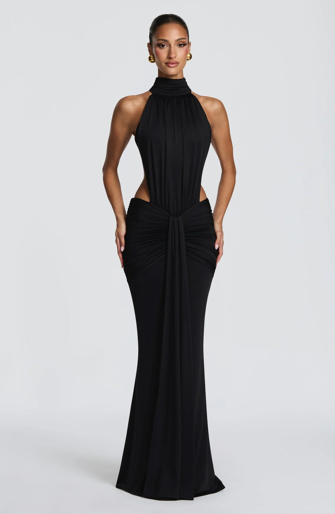 ELINA | Maxikleid mit gerafftem Halterneck