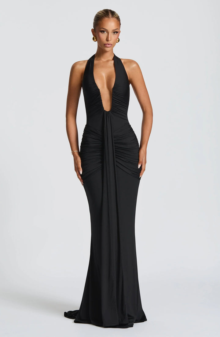 SASHA | Maxikleid mit Tiefem Ausschnitt